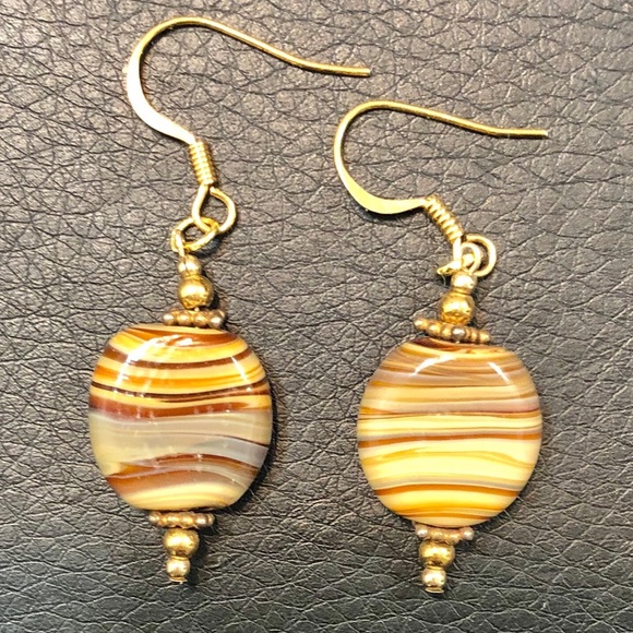 Hand Crafted Jewelry - Handmade stone drop earrings, in beautiful browns